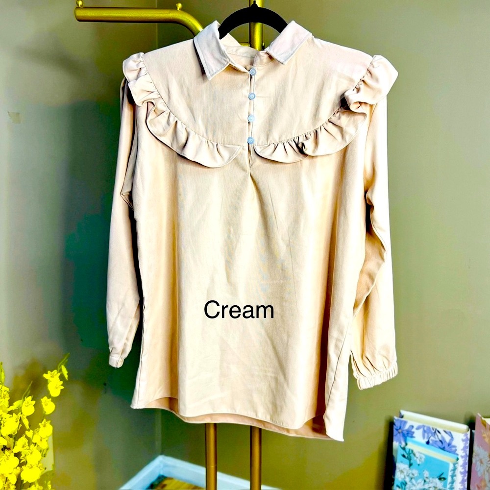 Cream Ruffled Women's Top